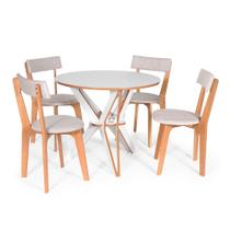 Conjunto De Mesa De Jantar Italia Com 4 Cadeiras Estofadas - Anjo Gabriel
