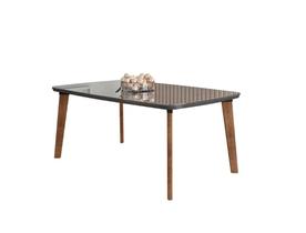 Conjunto de Mesa de Jantar JAD Com Vidro Modelo Retrô Com Pés em Madeira Cor Grafite