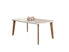 Conjunto de Mesa de Jantar JAD Com Vidro Modelo Retrô Com Pés em Madeira Cor White