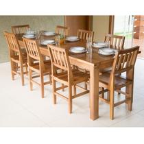 Conjunto De Mesa De Jantar Mineirinha 2,50m Com 8 Cadeiras Confort Em Madeira De Lei Maciça - VIVá MOVEIS