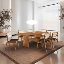 Conjunto de Mesa de Jantar Raiz Tampo 180cm Barril Laminado e 6 Cadeiras Eloá Premium
