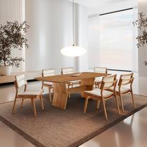 Conjunto de Mesa de Jantar Raiz Tampo 180cm Barril Laminado e 6 Cadeiras Eloá Premium