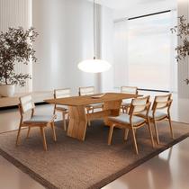 Conjunto de Mesa de Jantar Raiz Tampo 180cm Barril Laminado e 6 Cadeiras Eloá Premium