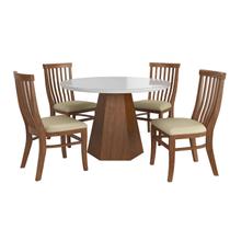 Conjunto de Mesa de Jantar Redonda 120x120 Sevilha e 4 Cadeiras Barcelona