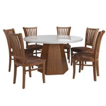 Conjunto de Mesa de Jantar Redonda 140x140 Sevilha e 6 Cadeiras Valência