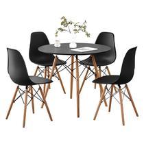 Conjunto de Mesa de Jantar Redonda Lecafur HL 90cm com 4 Cadeiras Pretas Conjunto de Mesa de Jantar Redonda Lecafur HL 90cm com 4 Cadeiras Pretas