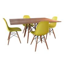 Conjunto De Mesa De Jantar Retangular 120X75 Tampo De Madeira Amêndoa Com 4 Cadeiras Cor: Marrom Conjunto De Mesa De Jantar Retangular 120X75 Tampo De Madeira Amêndoa Com 4 Cadeiras Cor: Marrom