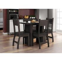 Conjunto de Mesa de Jantar Retangular com 4 Cadeiras Milano Amêndoa e Preto