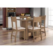 Conjunto de Mesa de Jantar Retangular com 4 Cadeiras Milano Carvalho e Savana