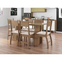 Conjunto de Mesa de Jantar Retangular com 6 Cadeiras Milano Carvalho e Savana