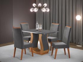 Conjunto de Mesa de Jantar Retangular em Madeira Maciça com 4 Cadeiras Nubia Vegas Yescasa Cinza/Mel Conjunto de Mesa de Jantar Retangular em Madeira Maciça com 4 Cadeiras Nubia Vegas Yescasa Cinza/Mel