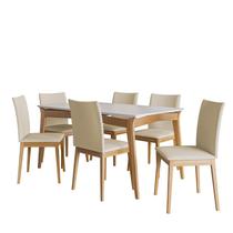 Conjunto de Mesa de Jantar Rubi 160x90cm com 6 Cadeiras Rubi - Dobue Movelaria