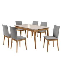 Conjunto de Mesa de Jantar Rubi 160x90cm com 6 Cadeiras Rubi - Dobue Movelaria