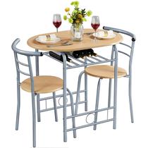 Conjunto de mesa de jantar Yaheetech 80x53 cm Steel Legs Wine Rack