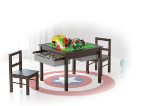 Conjunto de mesa de jogos e 2 cadeiras Kids Construction UTEX Wooden