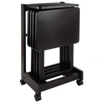 Conjunto de mesa de lanche Ergode Wood Dylan de 5 peças com suporte de armazenamento Conjunto de mesa de lanche Ergode Wood Dylan de 5 peças com suporte de armazenamento