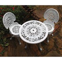 Conjunto de Mesa de Plástico Redonda 70cm e 2 Cadeiras Colonial Branco Conjunto de Mesa de Plástico Redonda 70cm e 2 Cadeiras Colonial Branco