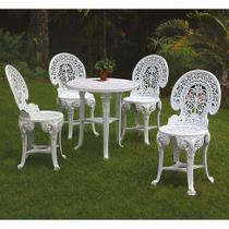 Conjunto de Mesa de Plástico Redonda 70cm e 4 Cadeiras Colonial Branco - Antares