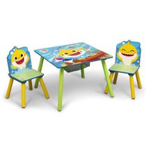 Conjunto de mesa Delta Children Baby Shark com armazenamento +2 cadeiras