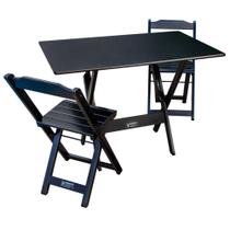 Conjunto de Mesa Dobrável 70x110 com 2 Cadeiras Preto - Tarimatã