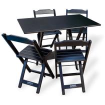 Conjunto de Mesa Dobrável 70x110 com 4 Cadeiras Preto