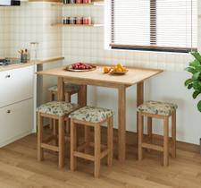 Conjunto de Mesa Dobrável com 4 Bancos Romana Marrom/Inovata/Linho A47 Royale