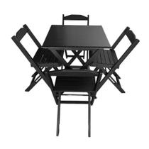 Conjunto de Mesa Dobrável de Madeira 70x70cm Com 4 Cadeiras