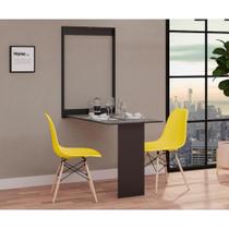 Conjunto de Mesa Dobrável Retrátil 100cm Preta com 2 Cadeiras Eiffel - Amarelo