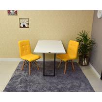 Conjunto de Mesa Dobrável Retrátil 120 x 75 Branca + 2 Cadeiras Gomos - Amarela