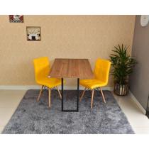 Conjunto de Mesa Dobrável Retrátil 120 x 75 Noronha + 2 Cadeiras Gomos - Amarela