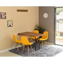 Conjunto de Mesa Dobrável Retrátil 120 x 75 Noronha + 4 Cadeiras Botonê - Amarela