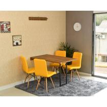 Conjunto de Mesa Dobrável Retrátil 120 x 75 Noronha + 4 Cadeiras Gomos - Amarela