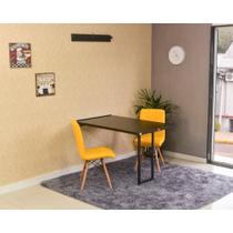 Conjunto de Mesa Dobrável Retrátil 120 x 75 Preta + 2 Cadeiras Gomos - Amarelo