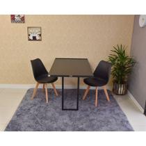 Conjunto de Mesa Dobrável Retrátil 120 x 75 Preta + 2 Cadeiras Leda - Preta