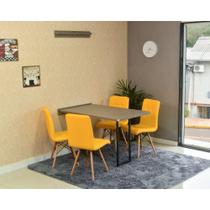 Conjunto de Mesa Dobrável Retrátil 120 x 75 Volpi + 4 Cadeiras Gomos - Amarela
