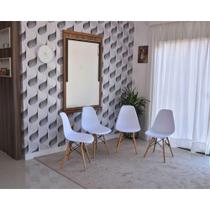 Conjunto de Mesa Dobrável Retrátil 1,40 Branco/Noronha + 4 Cadeiras Eiffel - Branca