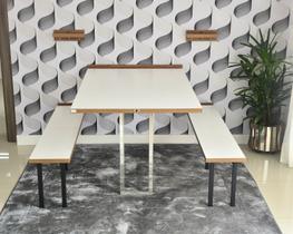 Conjunto de Mesa Dobrável Retrátil de Parede 5 Lugares INOX Com Bancos (1,40 Metro) Conjunto de Mesa Dobrável Retrátil de Parede 5 Lugares INOX Com Bancos (1,40 Metro)