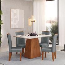 Conjunto De Mesa Dulce Dj 1,20x0,90 Com 4 Cadeiras Zoe Freijo/off White/cinza Conjunto De Mesa Dulce Dj 1,20x0,90 Com 4 Cadeiras Zoe Freijo/off White/cinza