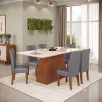 Conjunto De Mesa Dulce Dj 1,80x0,90 Com 6 Cadeiras Zoe Freijo-off White-cinza