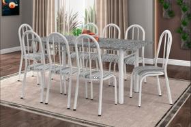 Conjunto de mesa duma 3003 1,80x0,80 c/8 cad. 056 cr branco - gr artefamol