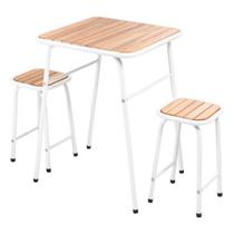 Conjunto De Mesa E 2 Bancos Branco Para Cozinha Compacta