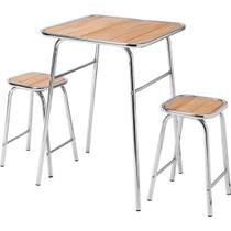 Conjunto de mesa e 2 bancos cromado para varanda gourmet Conjunto de mesa e 2 bancos cromado para varanda gourmet