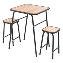 Conjunto De Mesa E 2 Bancos Preto Para Cozinha Compacta