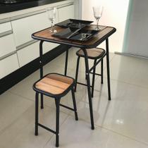 Conjunto De Mesa E 2 Bancos Preto Para Cozinha Compacta