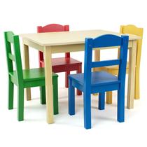 Conjunto de mesa e 4 cadeiras Humble Crew Kids Natural/Primary