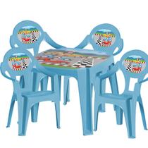 Conjunto de Mesa e 4 Cadeiras Infantil Estampada Colorida