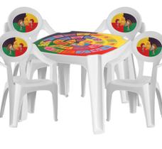 Conjunto de Mesa e 4 Cadeiras Infantil Estampada Colorida