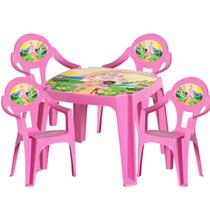 Conjunto de Mesa e 4 Cadeiras Infantil Estampada Colorida - Plasnew