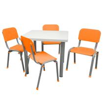 Conjunto de Mesa e 4 Cadeiras Infantis Reforçadas Lg Flex Laranja
