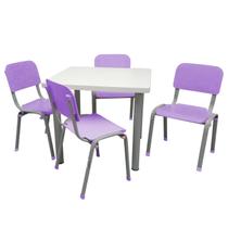 Conjunto de Mesa e 4 Cadeiras Infantis Reforçadas Lg Flex Lilás